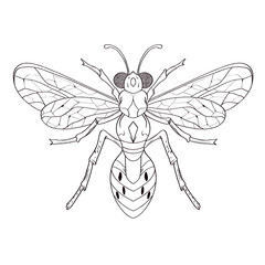 Coloring Book Insects vector hand drawn illustrations, drawing, engraving, ink, line art.