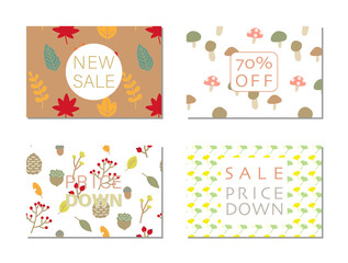 Fototapeta premium カラフルな紅葉のパターンセール広告セット