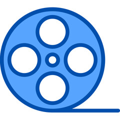 Film reel blue outline icon