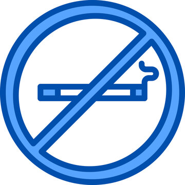 No smoking blue outline icon