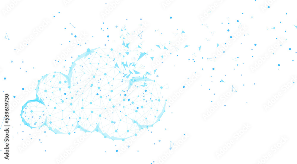 Poster Cloud computing network technology polygon dot connected line with icon : Concept of cloud server, Storage and data