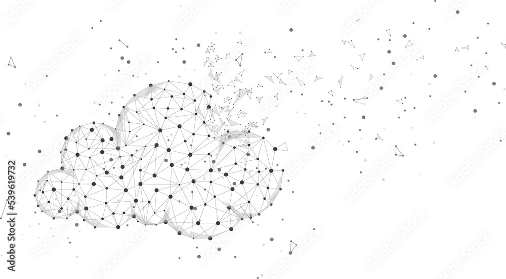 Poster Cloud computing network technology polygon dot connected line with icon : Concept of cloud server, Storage and data