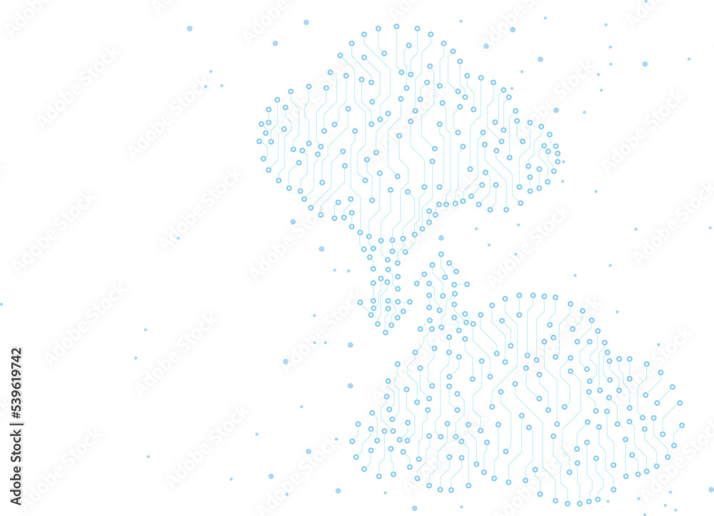 Poster Cloud computing network technology circuit board graphic style : Concept of cloud server, Storage and data