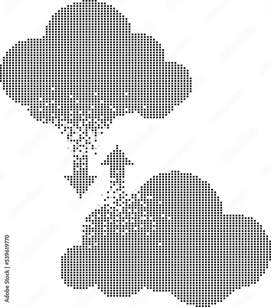 Poster Cloud computing network technology pixel graphic style. Concept of cloud server, Storage and data transformation.