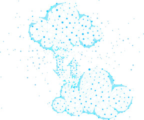 Data transfer with Cloud computing network concept polygon dot connected line. Concept of cloud server, Storage and data