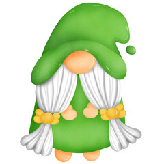 St.pattrick day gnome watercolor.green christmas celebrating time.