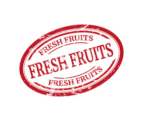 fresh fruits grunge violet seal isolated on white