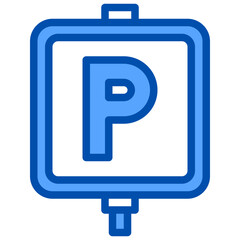 Sign blue outline icon