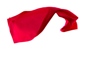 Red silk flying on white background