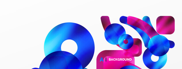 Metallic shiny geometric surfaces, round shapes and circles. Digital web futuristic template for wallpaper, banner, background, card, book Illustration, landing page