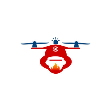 firefighter fire drone vector logo