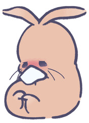 辛そうに鼻をかむうさぎ