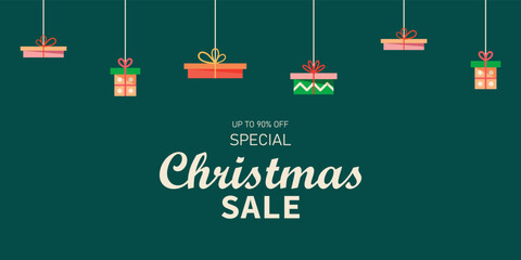 Christmas Sale Banner with Gift Boxes