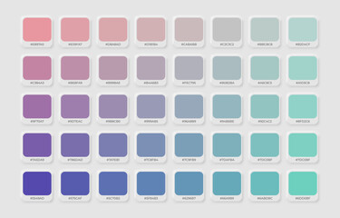 Fresh pantone colour catalog guide. Fresh style palette in RGB Hex. colorful trendy flat color template.