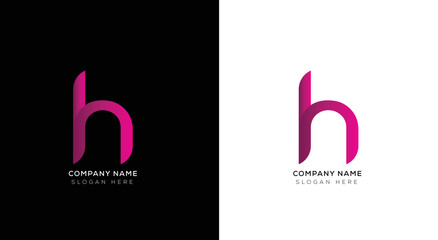 Fototapeta na wymiar Minimal letter h logo with black and white