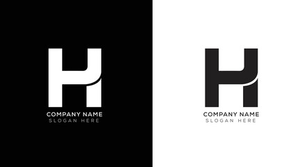 Minimal letter h logo with black and white