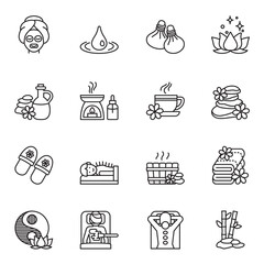 Massage & Spa line icon set.