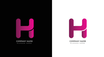 Minimal letter h logo with black and white