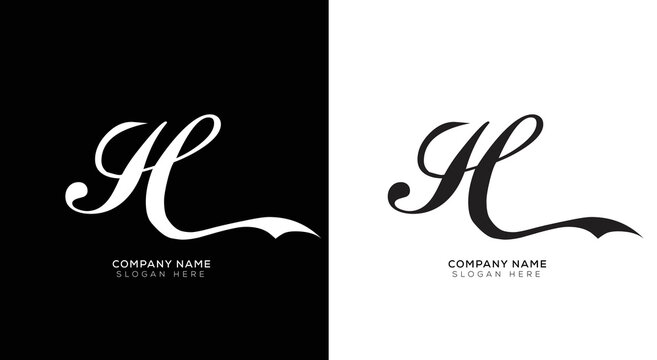 Minimal letter h logo with black and white