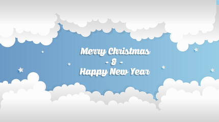 Trendy Papercut style christmas background vector ilustration