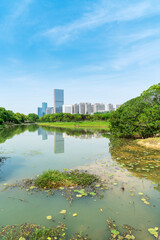 Lakeside modern office building in China