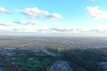 aerial view of new york at sunset
