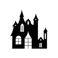 Obraz premium Hand-drawn sketch of a house. Halloween witch house vector. Halloween scary house. 