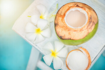 coconut juice . Fresh coconut water, young coconut drink.
