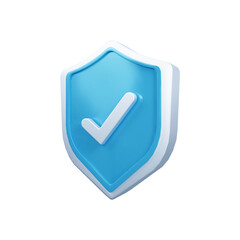 Verified shield 3d rendering illustration