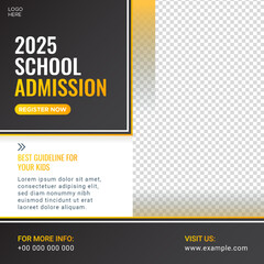 School Admission Social Media Post Template or Back To School Web Banner Poster