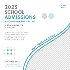 School Admissions Banner or Back To School Social Media Post Template