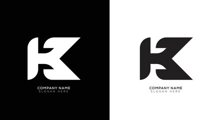 Minimal k letter logo with black and white