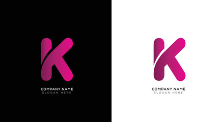 Minimal k letter logo with black and white