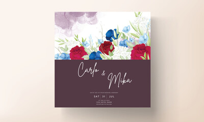 elegant maroon navy floral invitation card template