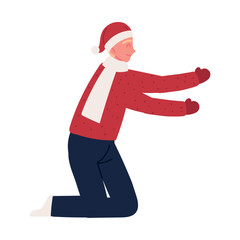 man with santa hat and scarf