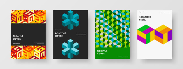 Obraz premium Colorful geometric shapes poster layout collection. Premium company brochure design vector concept bundle.