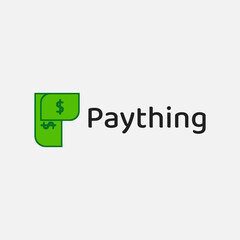 Payment application logo in the form of money and the letter P. - obrazy, fototapety, plakaty