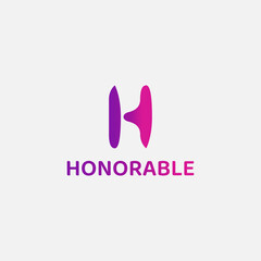 Unique letter H logo with purple gradient color.
