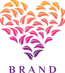 Heart Leaves Vector Logo Template