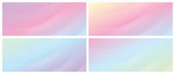 abstract sweet pastel gradient color with curve lines illustration vector background set