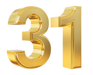 Obraz premium 3d number 31 gold