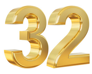 Obraz premium 3d number 32 gold