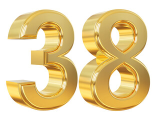 Obraz premium 3d number 38 gold