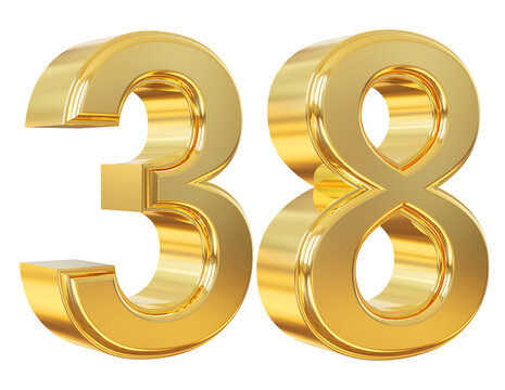 3d Number 38 Gold