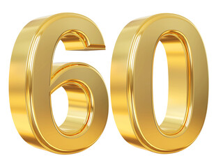 3d number 60 gold