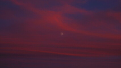 Obraz premium The moon and the red sunset
