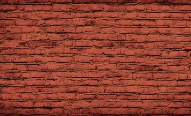 Red color brick wall for brickwork background design . Panorama format