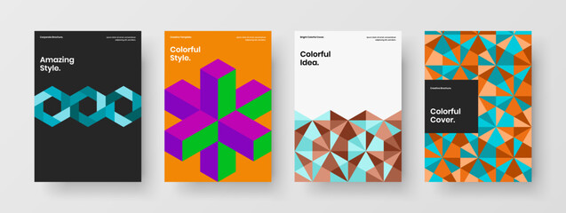 Fototapeta na wymiar Creative mosaic shapes annual report layout bundle. Modern booklet vector design template composition.