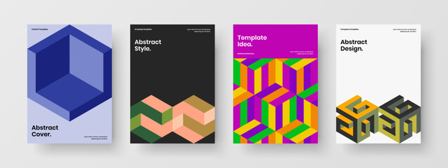 Amazing geometric tiles banner concept bundle. Minimalistic corporate identity A4 vector design illustration composition.