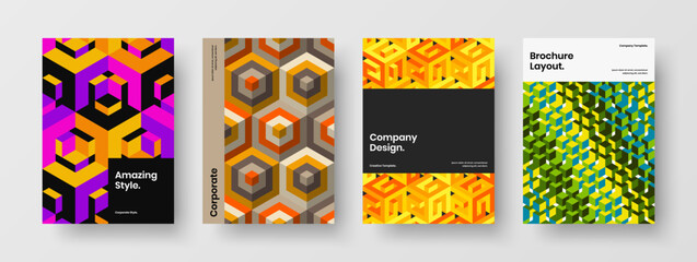Naklejka premium Original banner design vector template composition. Minimalistic mosaic pattern front page concept collection.
